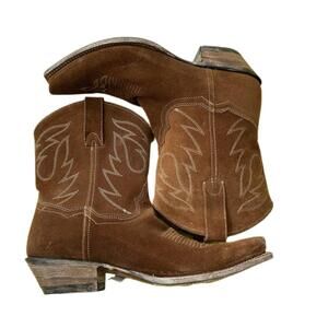 Dan Post Brown Suede Western Ankle Boots